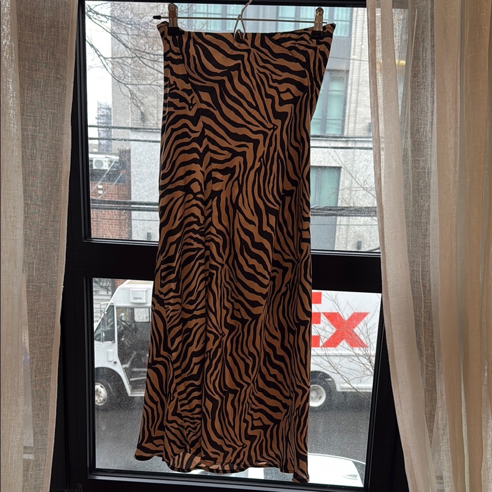 Bardot Brown and Gold Maxi Pencil Skirt